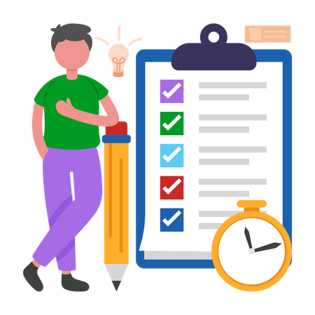 Boy Prioritise tasks effectively  Illustration