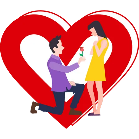 Boy proposed to girl Illustration