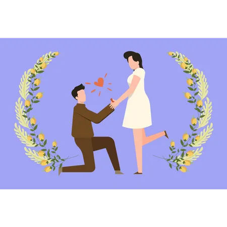 Boy proposed to girl on knees  Illustration