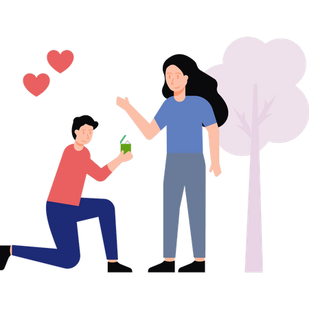 Boy proposes to girl  Illustration