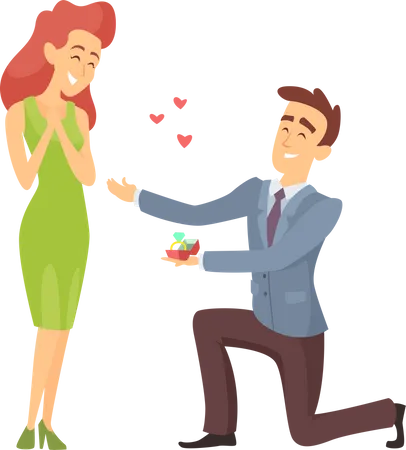 Boy proposing girl  Illustration