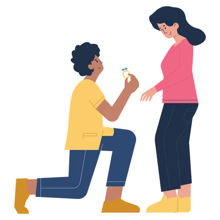 Boy proposing girl Illustration