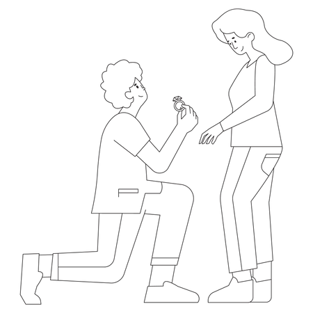 Boy proposing girl Illustration