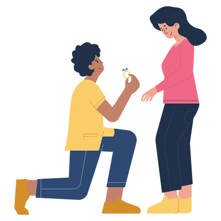 Boy proposing girl  Illustration