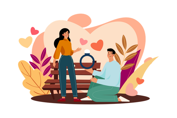 Boy proposing girl  Illustration