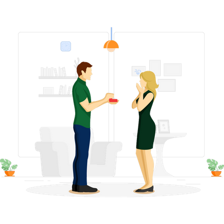 Boy proposing girl  Illustration