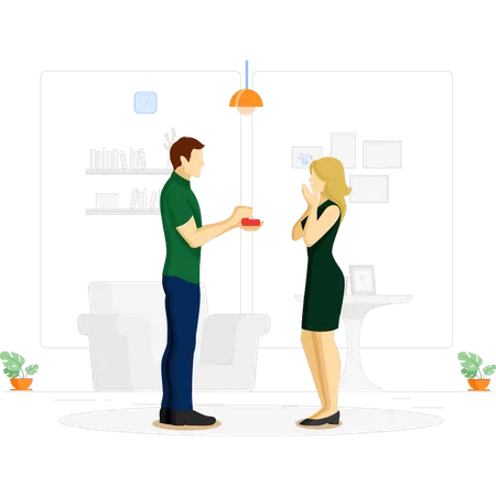 Boy proposing girl  Illustration