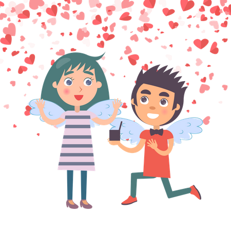 Boy Proposing Girl  Illustration