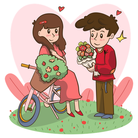 Boy proposing girl  Illustration