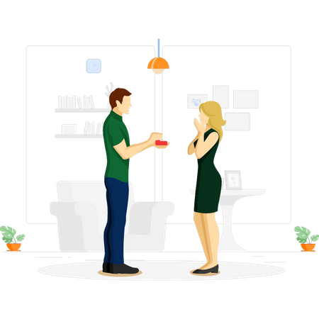 Boy proposing girl  Illustration