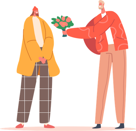 Boy proposing girl  Illustration