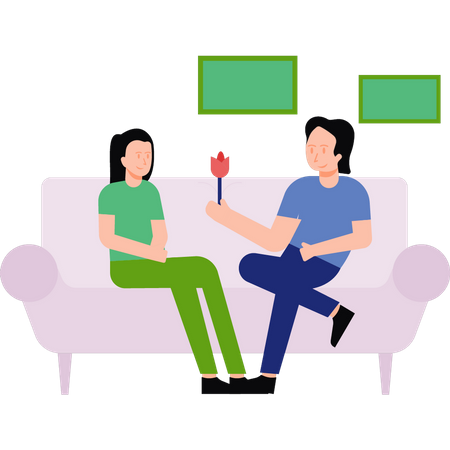 Boy proposing girl  Illustration