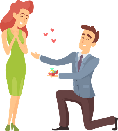 Boy proposing girl  Illustration