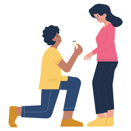 Boy proposing girl  Illustration