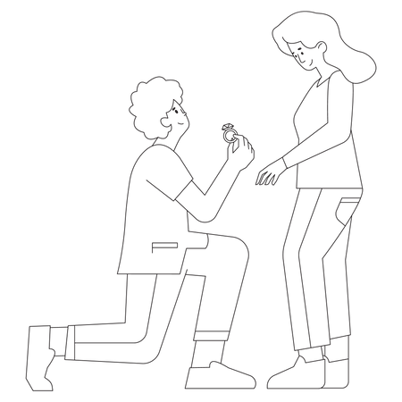 Boy proposing girl  Illustration