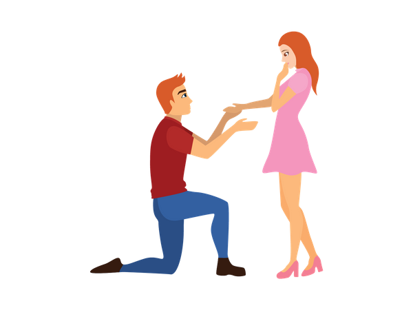 Boy proposing girlfriend  Illustration