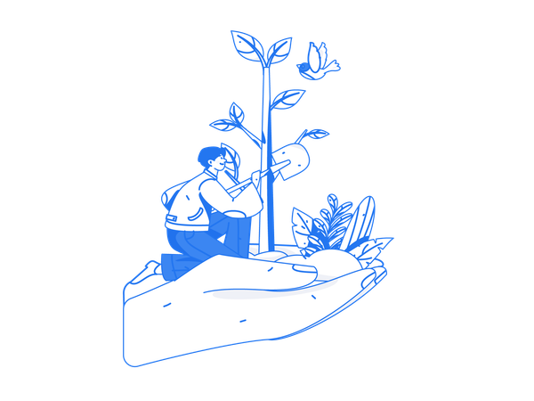 Boy Protecting plant  Illustration