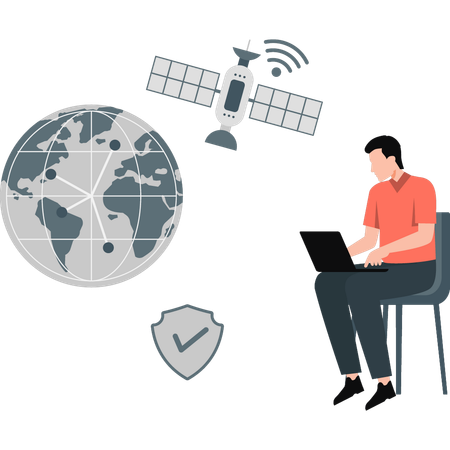 Boy protection doing global statics  Illustration