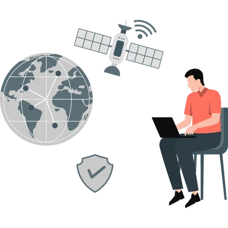 Boy protection doing global statics  Illustration