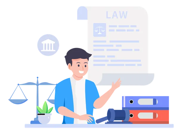 Boy providing legal service  Illustration