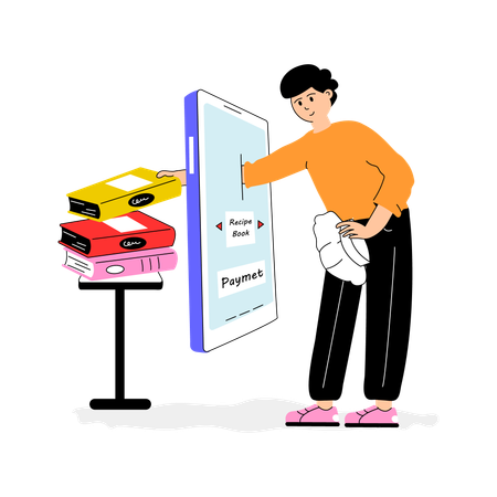 Boy purchasing online  Illustration