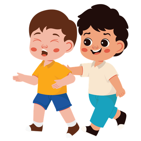 Boy Push Friend  Illustration