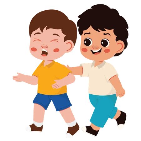 Boy Push Friend  Illustration