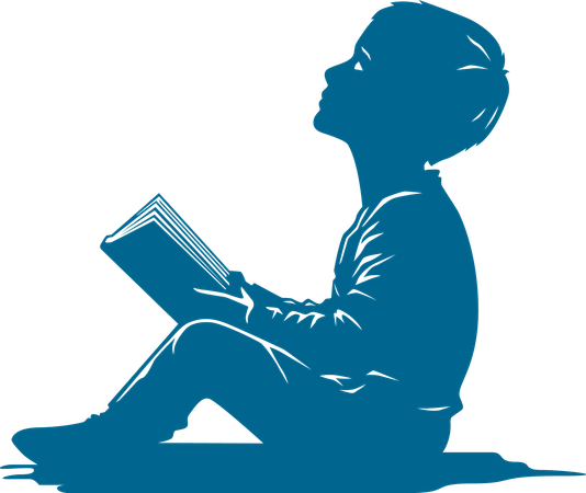Boy Quietly Seated Deeply Curious  Illustration