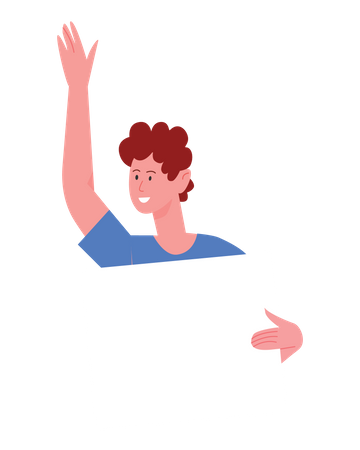 Boy raised hand and holding board  일러스트레이션