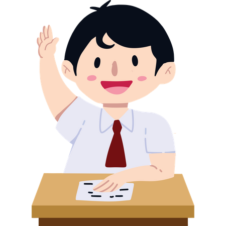 Boy raised his hand in class  일러스트레이션