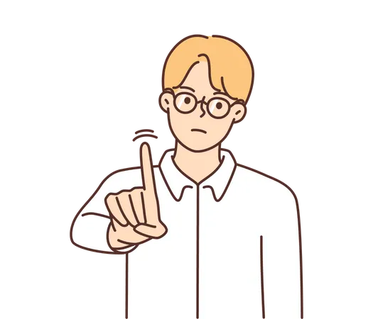 Boy raising finger  Illustration