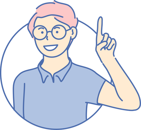 Boy raising one finger  Illustration