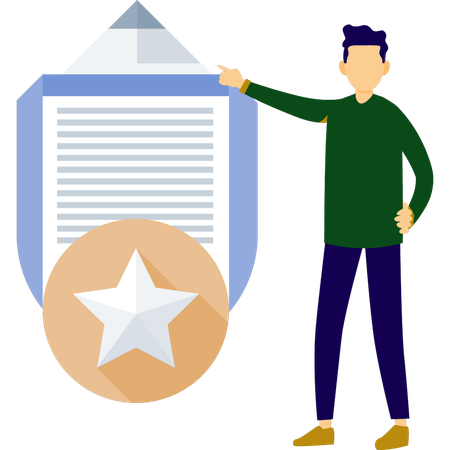 Boy rating a document  Illustration