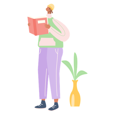 Boy Read Book  Illustration