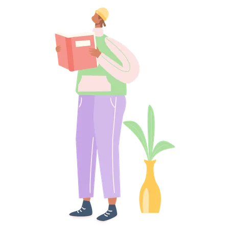 Boy Read Book  Illustration