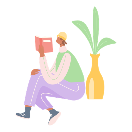 Boy Read Book  Illustration