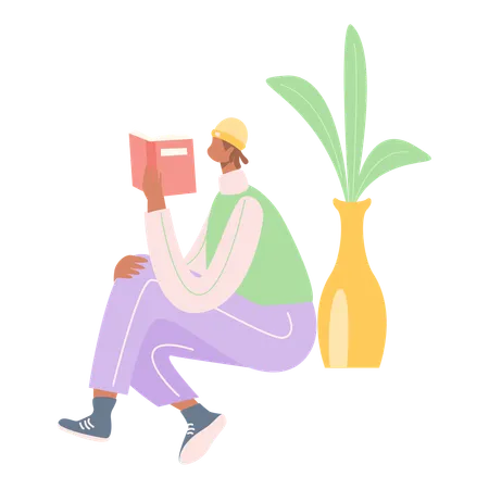 Boy Read Book  Illustration