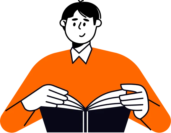 A Man Is Reading A Book Illustration