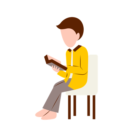 Boy Reading Book  Illustration