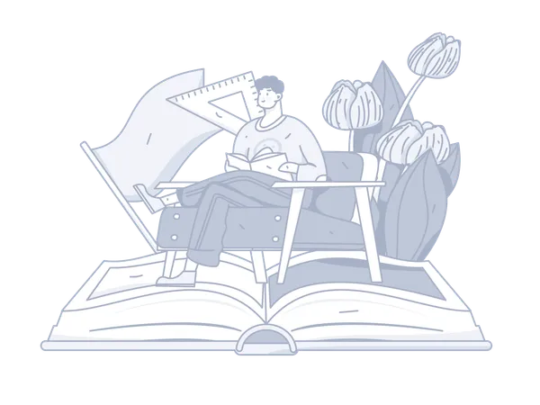 Boy reading book  Illustration