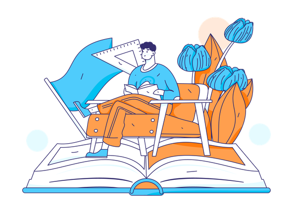 Boy reading book  Illustration