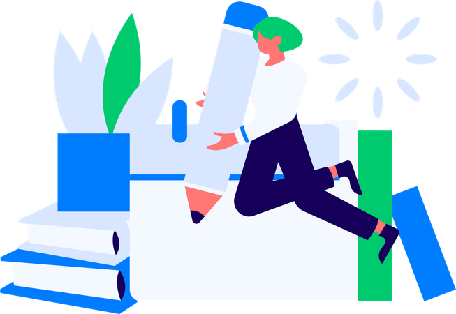 Boy Reading Book  Illustration