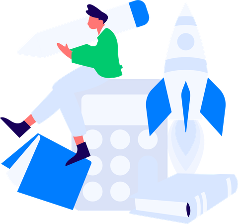 Boy Reading Book  Illustration