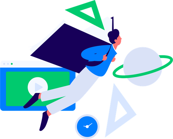 Boy Reading Book  Illustration