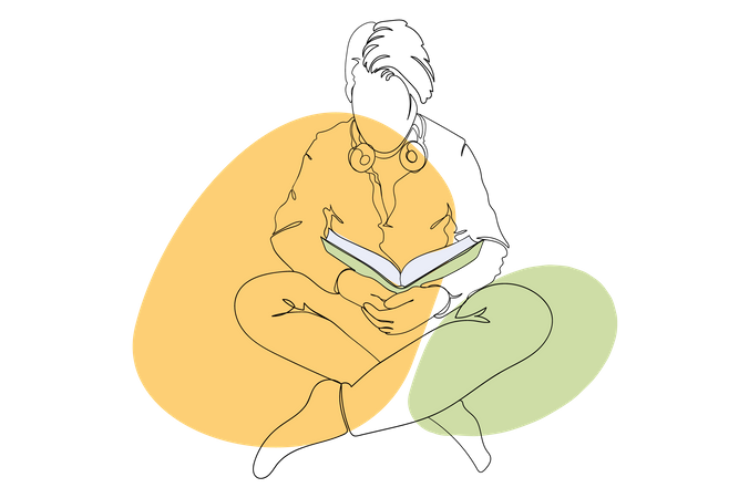 Boy Reading Book Illustration