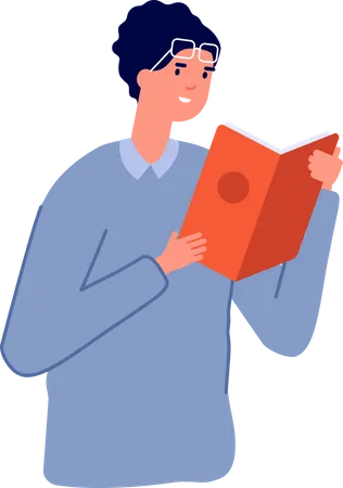 Boy reading book Illustration