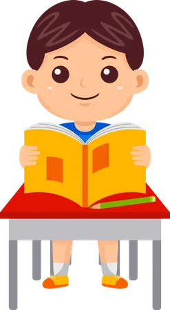 Boy Reading Book  Illustration