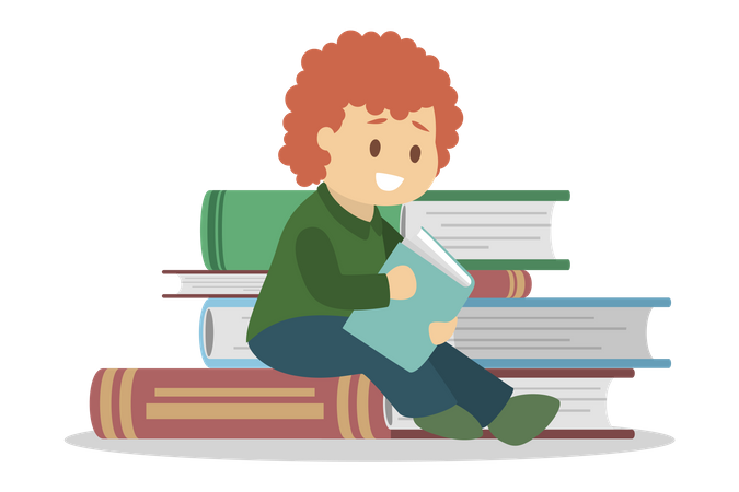 Boy reading book  Illustration