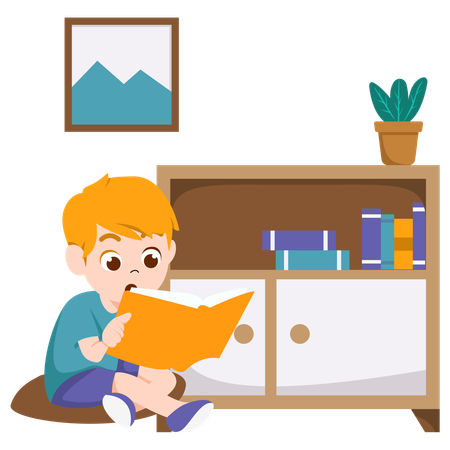 Boy Reading book  Illustration