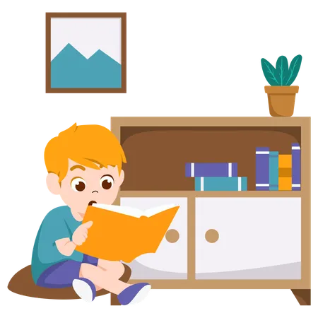 Boy Reading book  Illustration